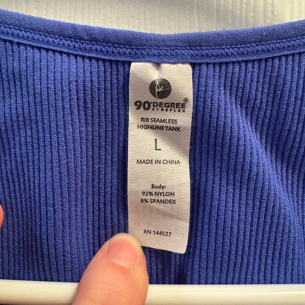 Women’s 90 Degree By Reflex Ribbed Royal Blue Tank: L - Picture 2 of 5